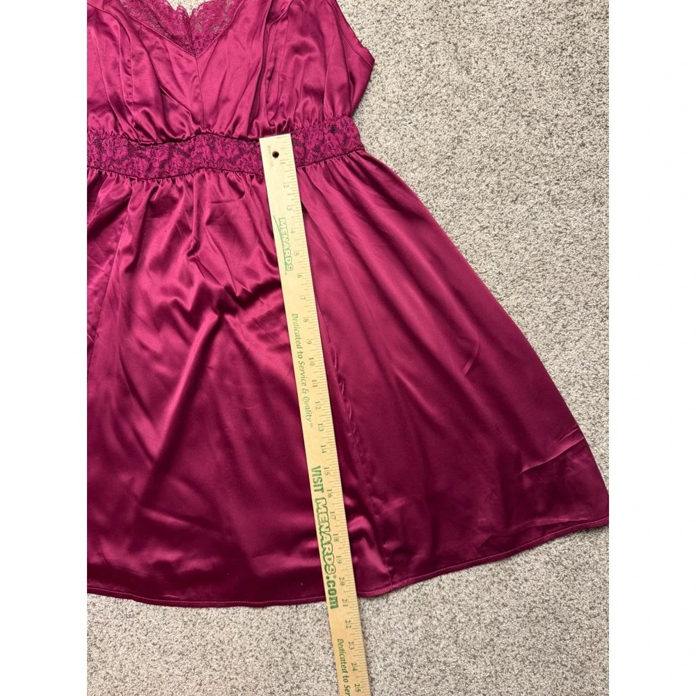 Torrid Sleep Nightgown Chemise 1 Wine Burgundy Satin Lace Trim Babydoll Lingerie